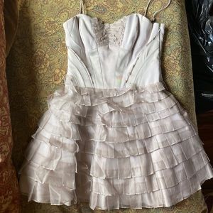 Karen Millen Gray ruffle corset mini dress, Size 6